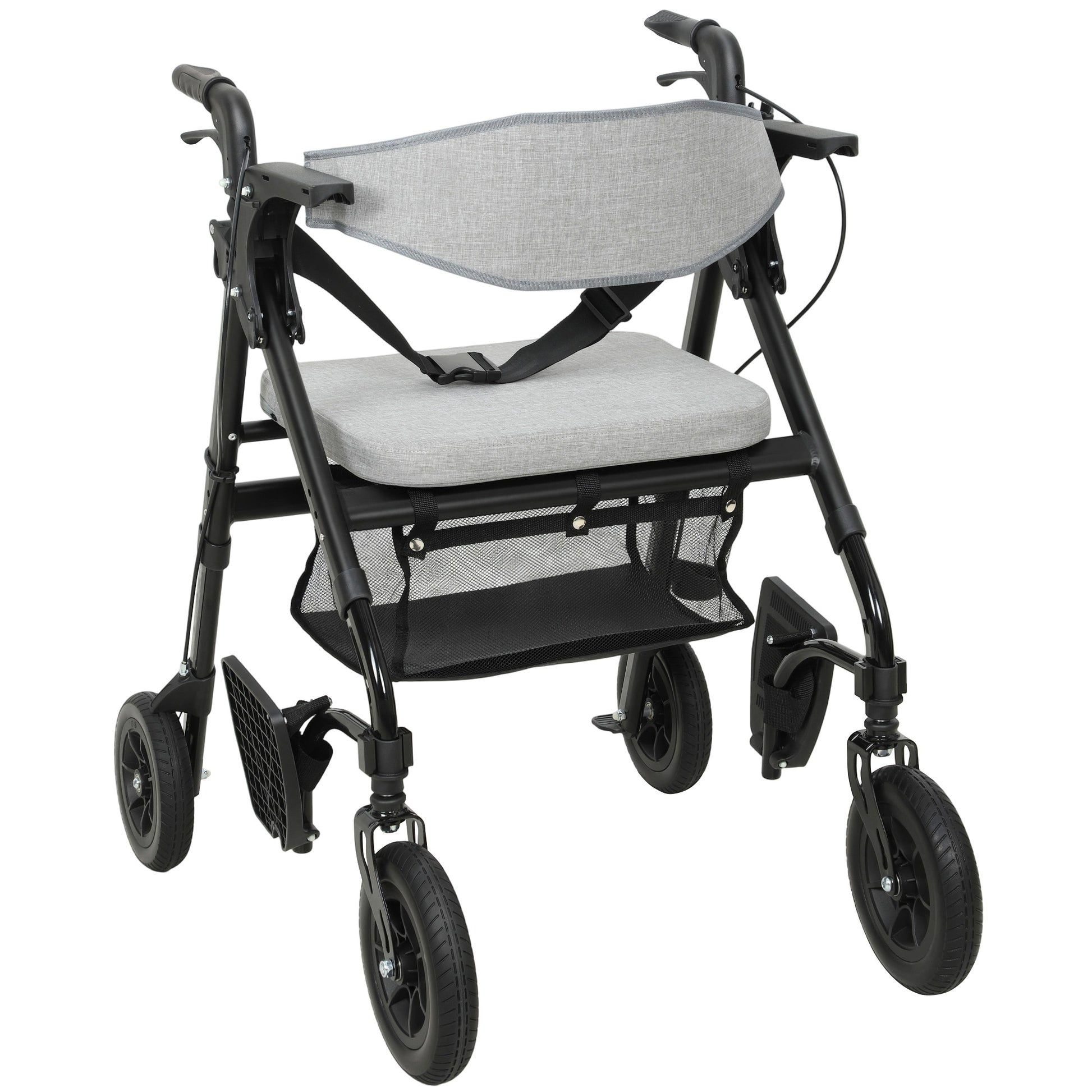 Photo of HOMCOM Rollator Walker Wheelchair, with Seat - Grey in Grey colour on a white background