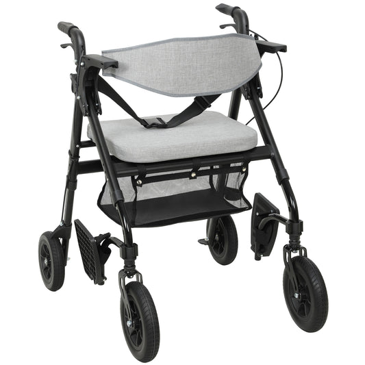 Photo of HOMCOM Rollator Walker Wheelchair, with Seat - Grey in Grey colour on a white background