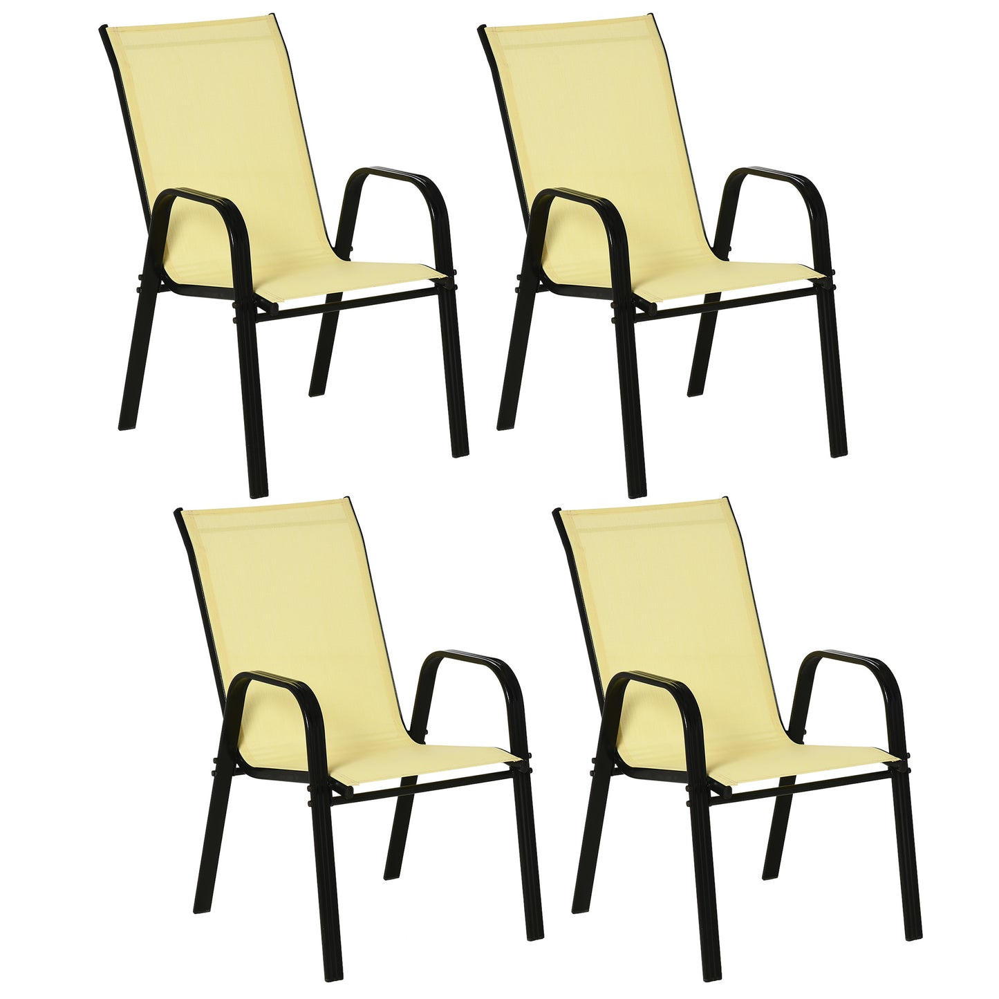 Photo of Outsunny Set of Four Stackable Mesh Seat Chairs - Beige in Beige colour on a white background