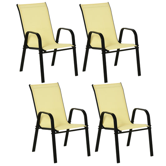 Photo of Outsunny Set of Four Stackable Mesh Seat Chairs - Beige in Beige colour on a white background