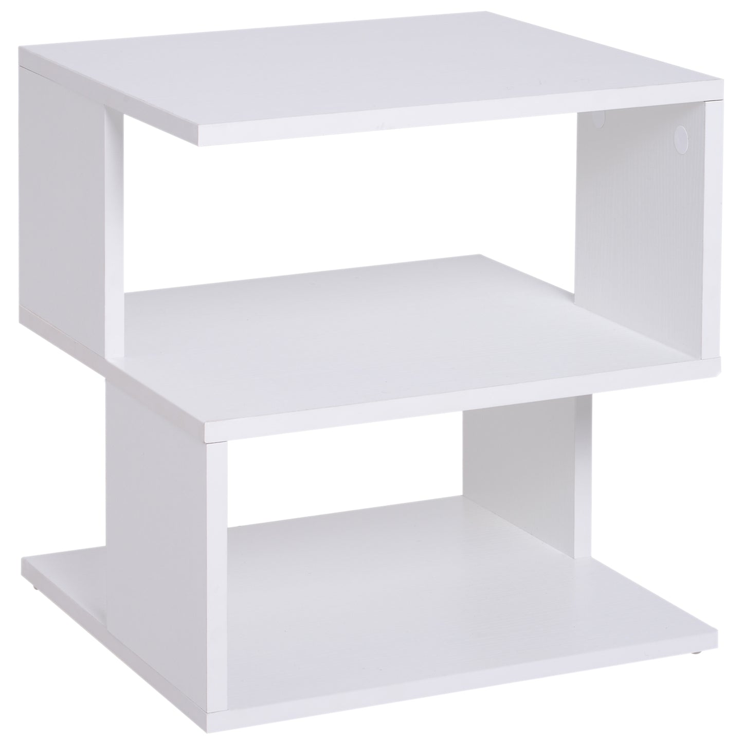 Photo of HOMCOM Side Table, Square Coffee Table, Modern End Table with 2 Tier Storage Shelves for Living Room, Bedroom, White in White colour on a white background