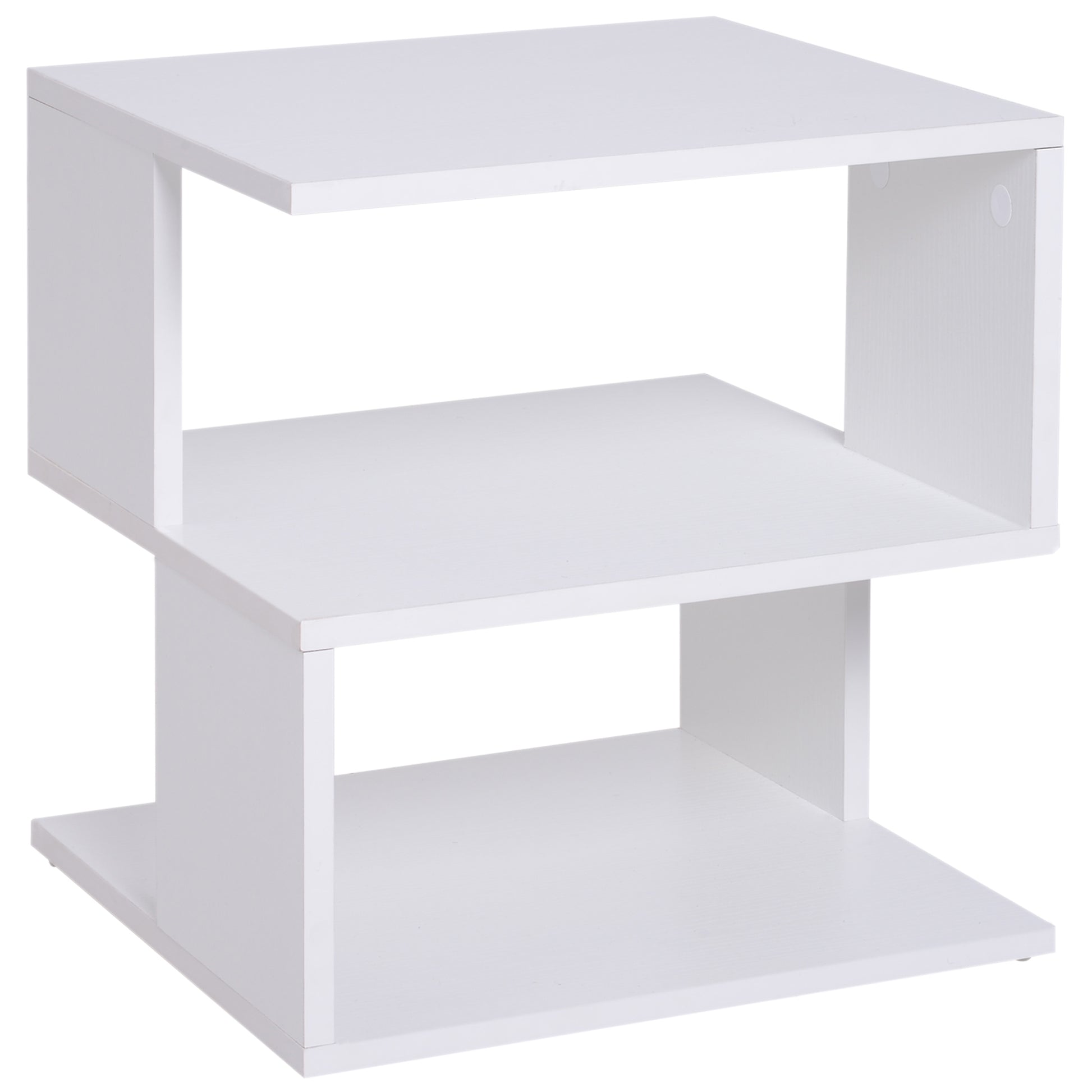 Photo of HOMCOM Side Table, Square Coffee Table, Modern End Table with 2 Tier Storage Shelves for Living Room, Bedroom, White in White colour on a white background