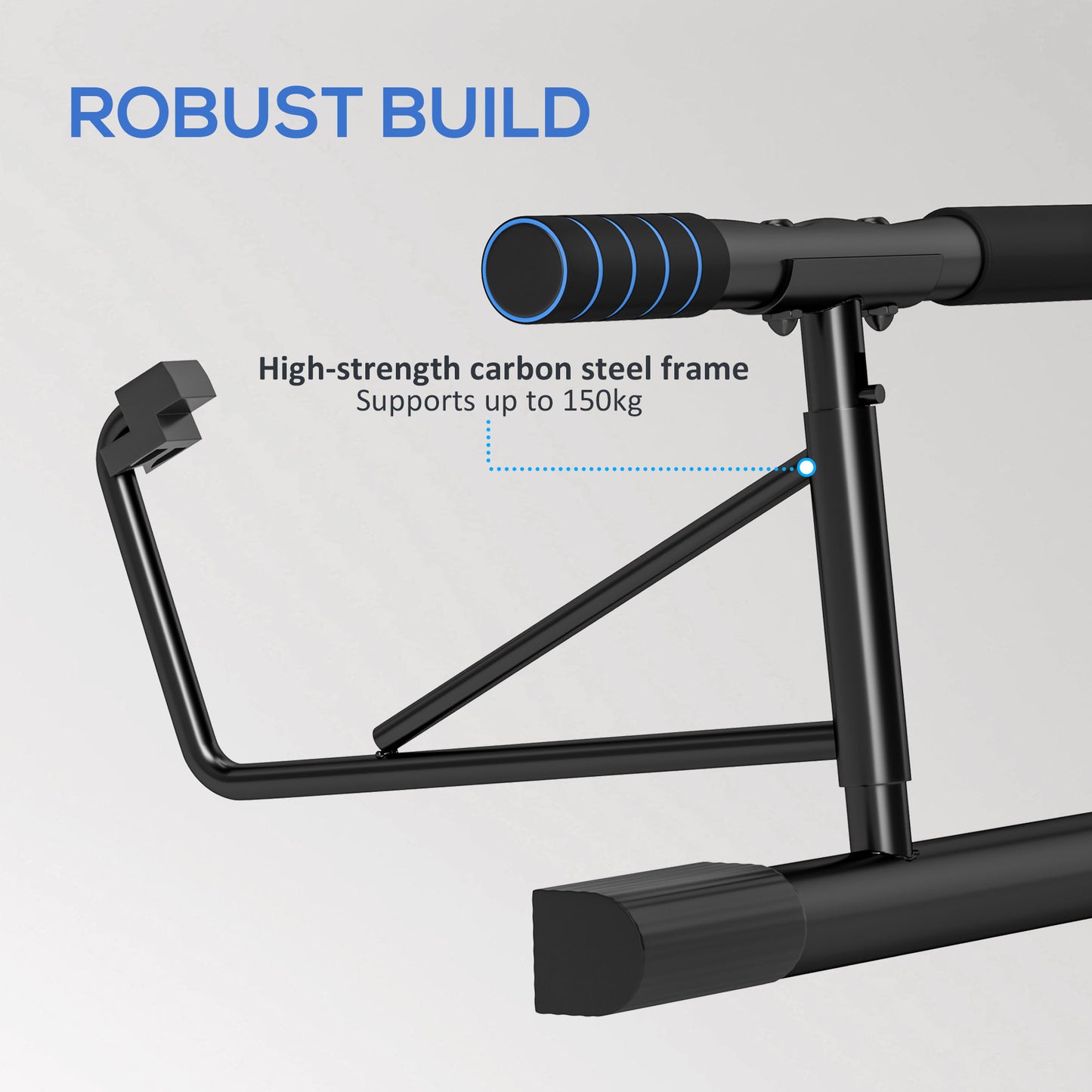 SPORTNOW Pull-Up Bar, No-Drilling Chin-Up Bar, Push-Up Stand with Resistance Bands, Padded Handles for Home Gym Exercise, Blue