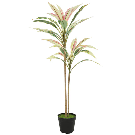 Photo of HOMCOM 90 cm Artificial Cordyline Tree in Moss Effect Pot, Realistic PEVA Faux Plant, Yellow in Yellow colour on a white background