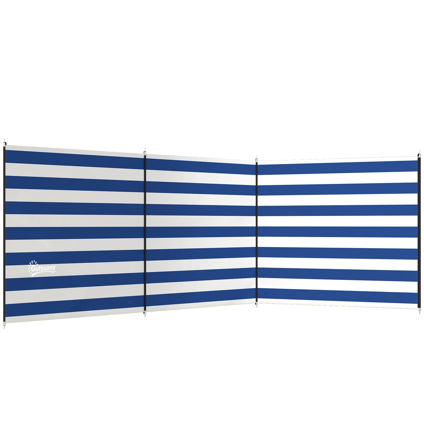 Photo of Outsunny 4 Pole Camping Windbreaks, Beach Wind Shield Shelter with Carry Bag and Steel Poles, 540cm x 150cm, Dark Blue in Blue colour on a white background
