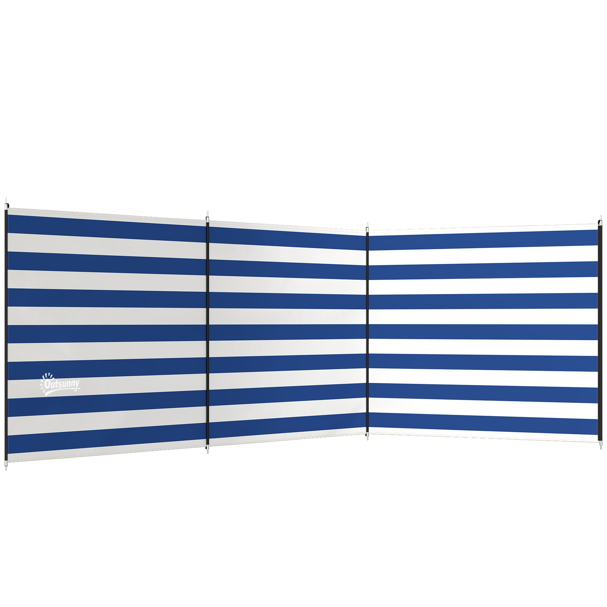Photo of Outsunny 4 Pole Camping Windbreaks, Beach Wind Shield Shelter with Carry Bag and Steel Poles, 540cm x 150cm, Dark Blue in Blue colour on a white background