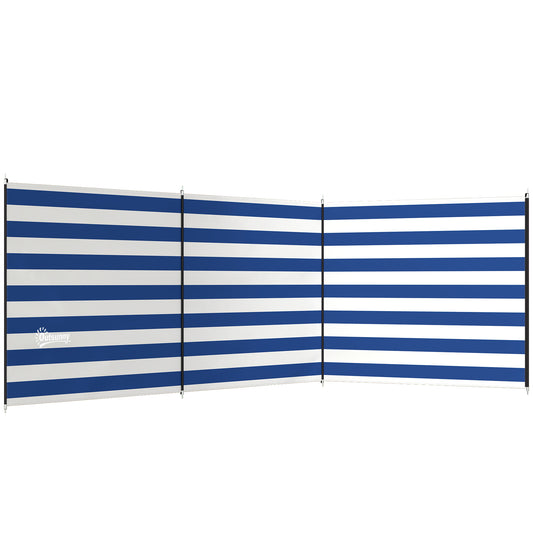 Photo of Outsunny 4 Pole Camping Windbreaks, Beach Wind Shield Shelter with Carry Bag and Steel Poles, 540cm x 150cm, Dark Blue in Blue colour on a white background