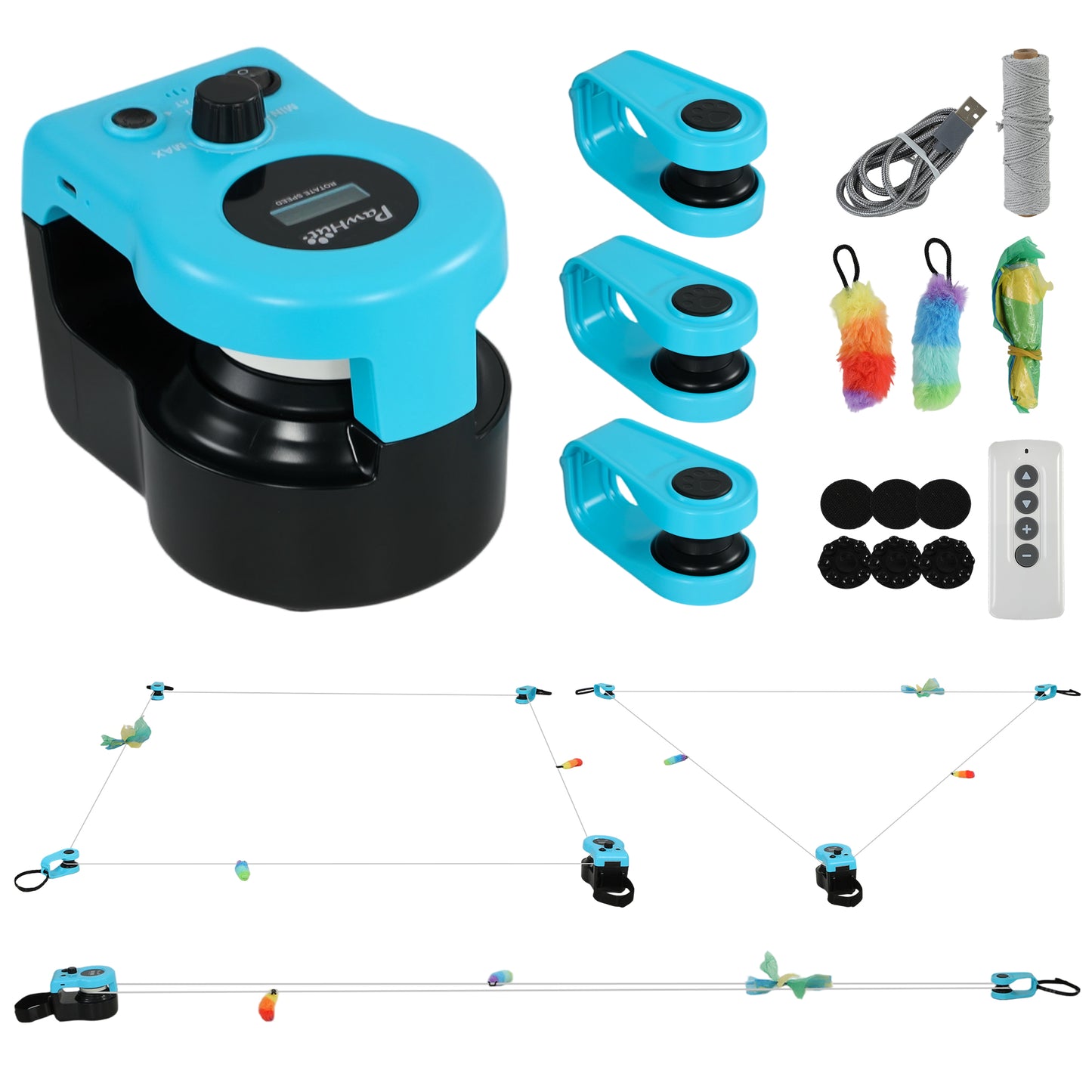 Photo of PawHut Interactive Cat Toy for Indoor Kittens & Adult with Adjustable Speed, DIY Track & Mouse Sound in Sound colour on a white background