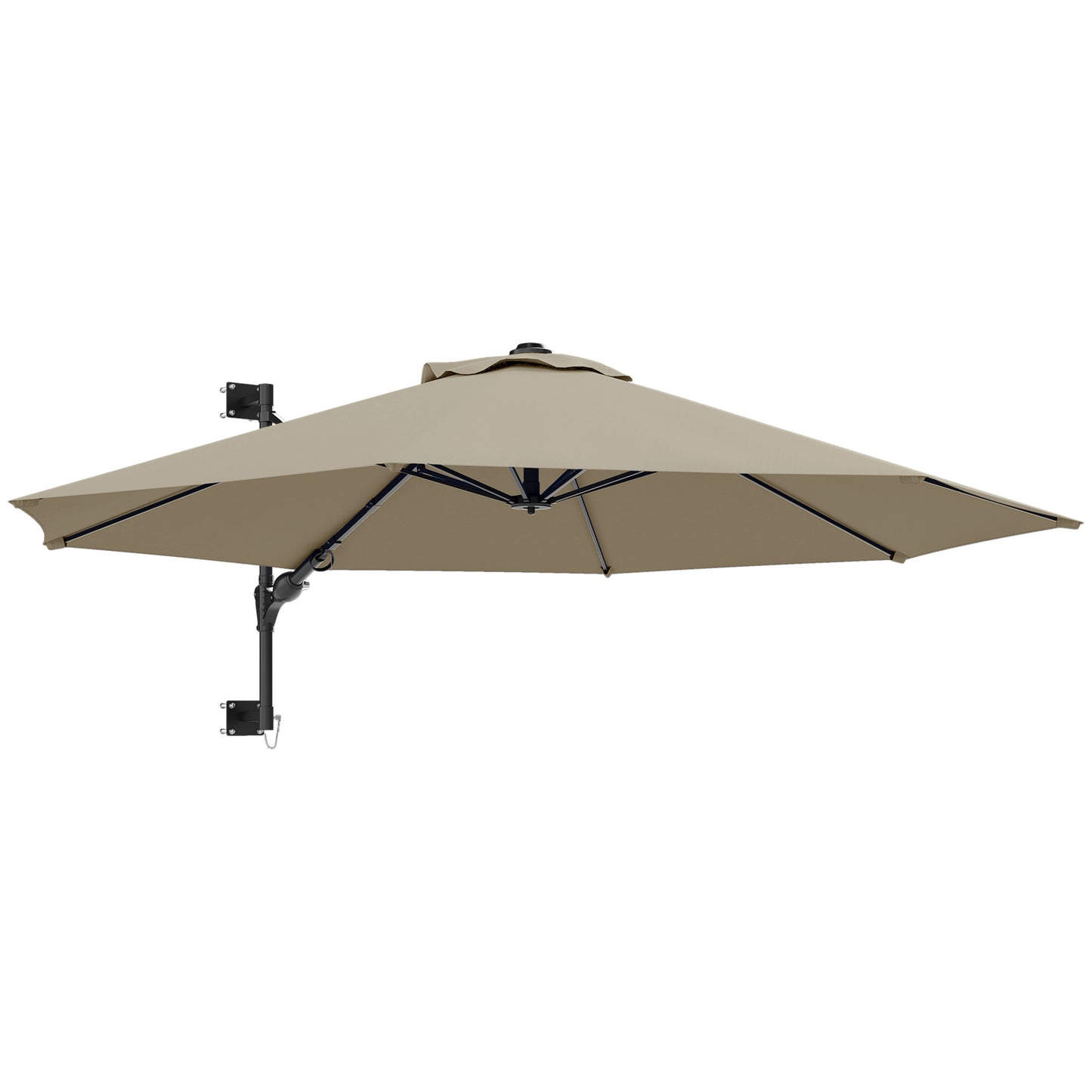 Photo of Outsunny 3(m) Wall-Mounted Parasol Shade, with Handle - Khaki in Khaki colour on a white background