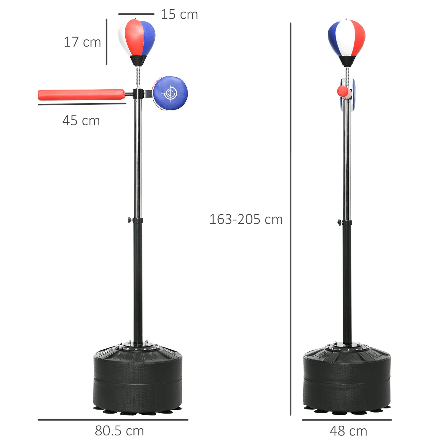 SPORTNOW Adjustable Speed Bag, Boxing Bag, with Stand, Reflex Bar, Punching Pad, Multicoloured