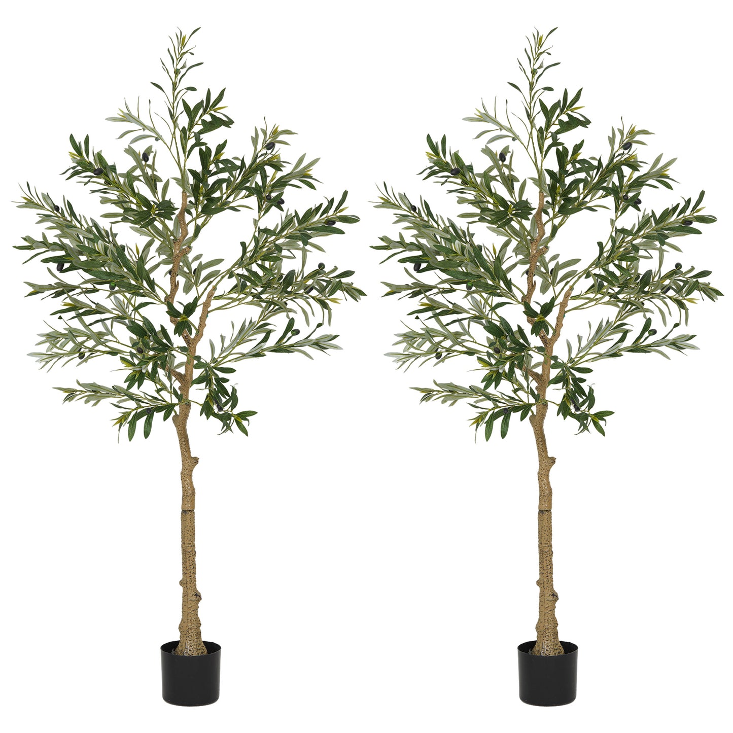 Photo of HOMCOM Set of Two Silk Leaf Artificial Olive Trees in Trees colour on a white background