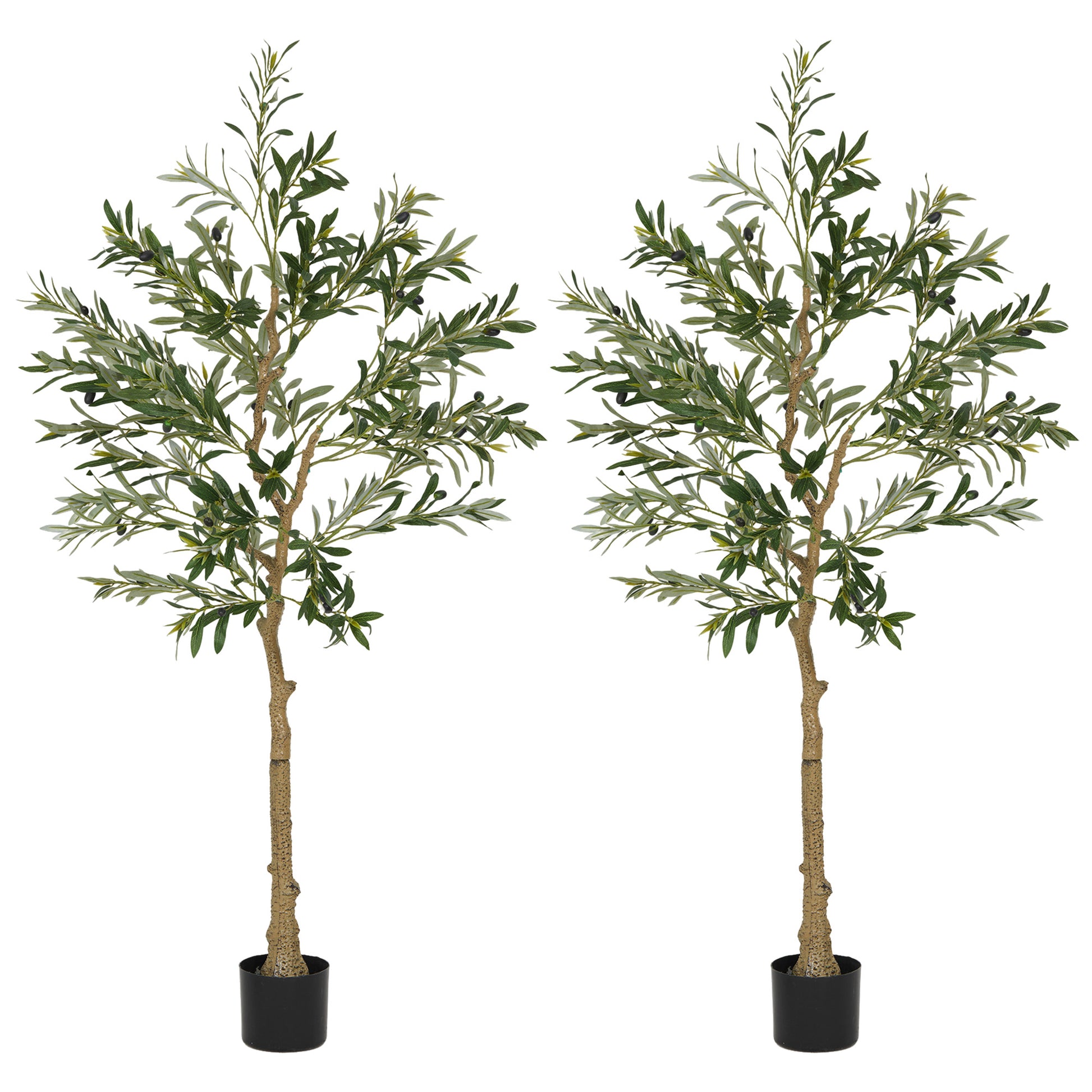 Photo of HOMCOM Set of Two Silk Leaf Artificial Olive Trees in Trees colour on a white background