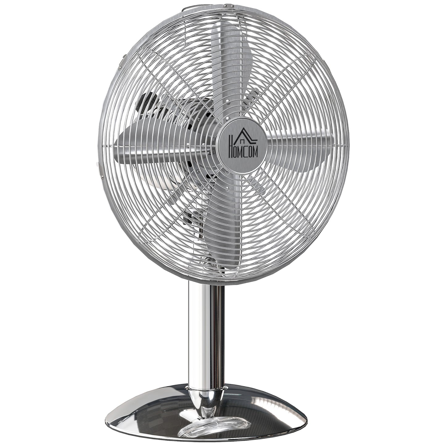 Photo of HOMCOM Three-Speed Oscillating Desk Fan - Silver-Tone in Silver-Tone colour on a white background