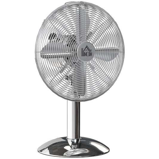 Photo of HOMCOM Three-Speed Oscillating Desk Fan - Silver-Tone in Silver-Tone colour on a white background