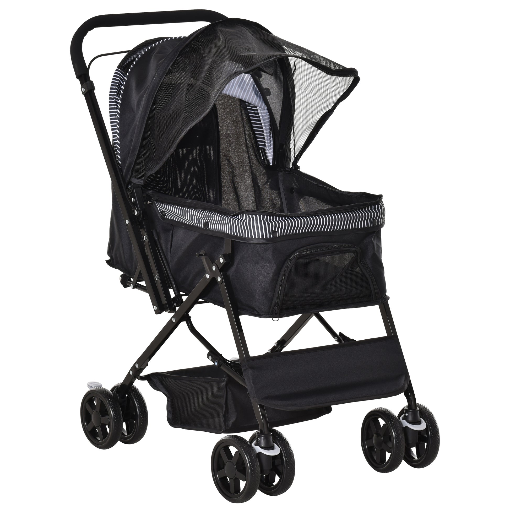 Photo of PawHut Pet Stroller Pushchair Foldable Travel Dog Cat Carriage w/ Reversible Handle Brake Basket in Basket colour on a white background