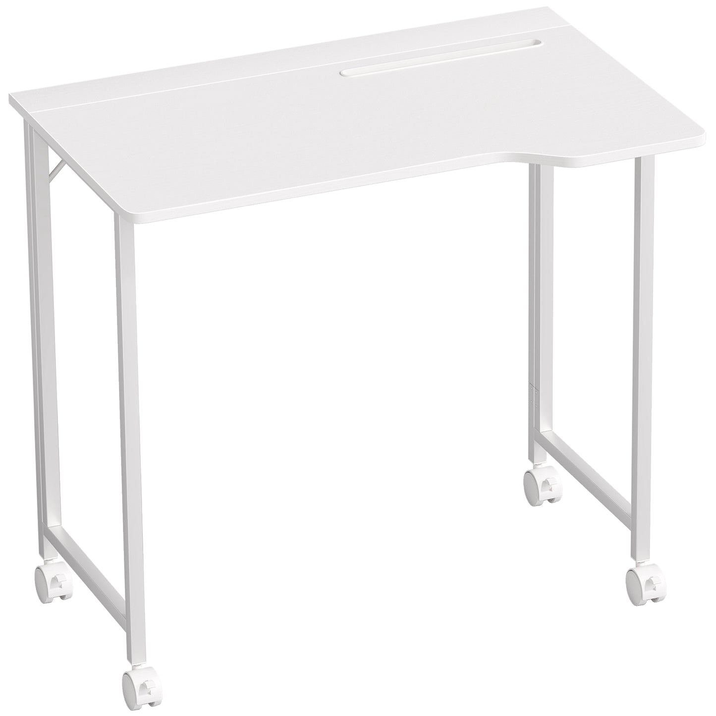 Photo of HOMCOM Small Folding Desk, with Wheels - White Wood-Effect in Wood-Effect colour on a white background
