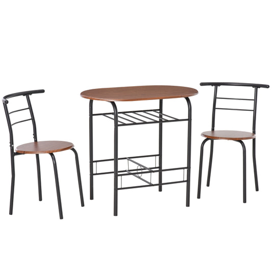 Photo of HOMCOM Three-Piece Compact Dining Set - Natural in Natural colour on a white background