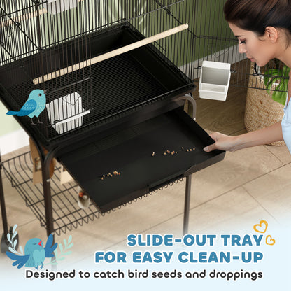 PawHut bird cage with removable slide-out tray for cleaning