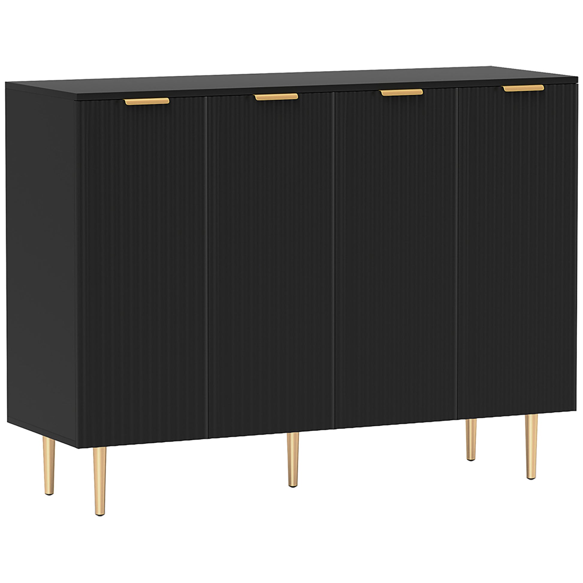 Photo of HOMCOM Sideboard Buffet Cabinet, Modern Kitchen Storage Cabinet with Adjustable Shelves and Metal Legs, Black in Black colour on a white background