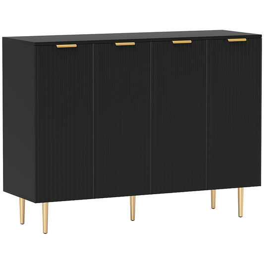 Photo of HOMCOM Sideboard Buffet Cabinet, Modern Kitchen Storage Cabinet with Adjustable Shelves and Metal Legs, Black in Black colour on a white background