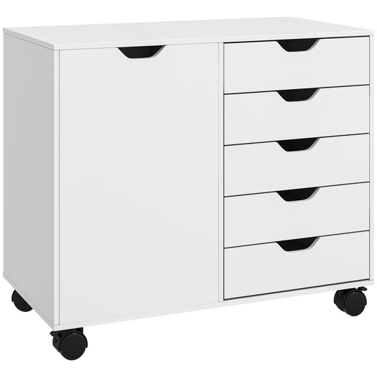 Photo of HOMCOM Multi-Storage Mobile Office Storage Cabinet - White in White colour on a white background