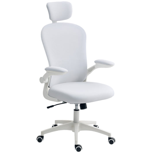 Photo of Vinsetto Multi-Adjustable Office Chair, with Lumbar Support, Headrest and Mesh Back - White in White colour on a white background