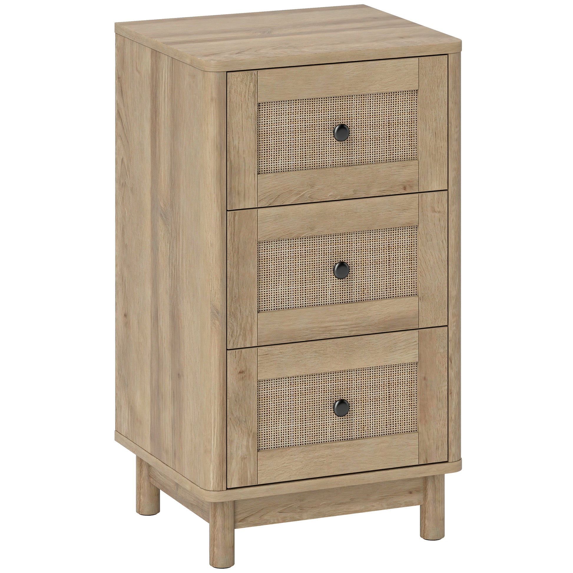 Photo of HOMCOM 40 cm Drawer Chest of Drawers with 3 Drawer - Oak in Oak colour on a white background
