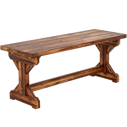 Photo of Outsunny Rustic Wooden Garden Bench, Backless Outdoor Bench Patio Loveseat with X-Shape Base for Porch, Park, Carbonised Finish in Finish colour on a white background