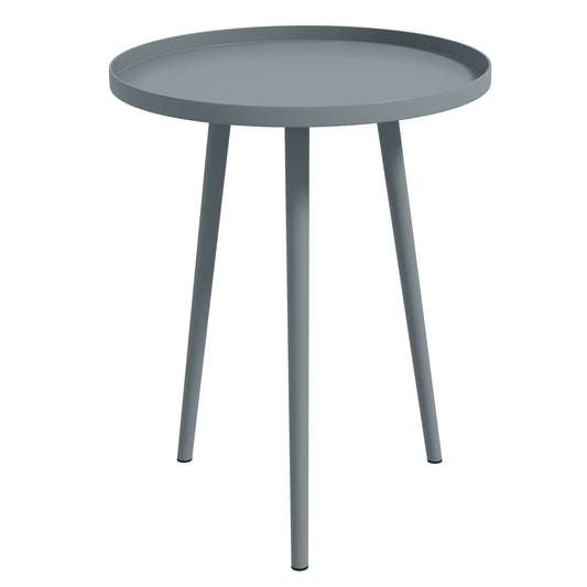 Photo of Outsunny Round Garden Coffee Table, Outdoor Side Table with Rounded Steel Edge, Ø40 x 50H cm, Grey in Grey colour on a white background