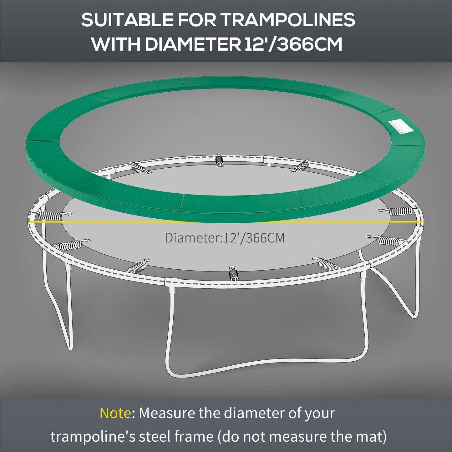 HOMCOM 12FT Trampoline Spring Cover, Plastic Trampoline Pad Replacement Safety Guard, Green