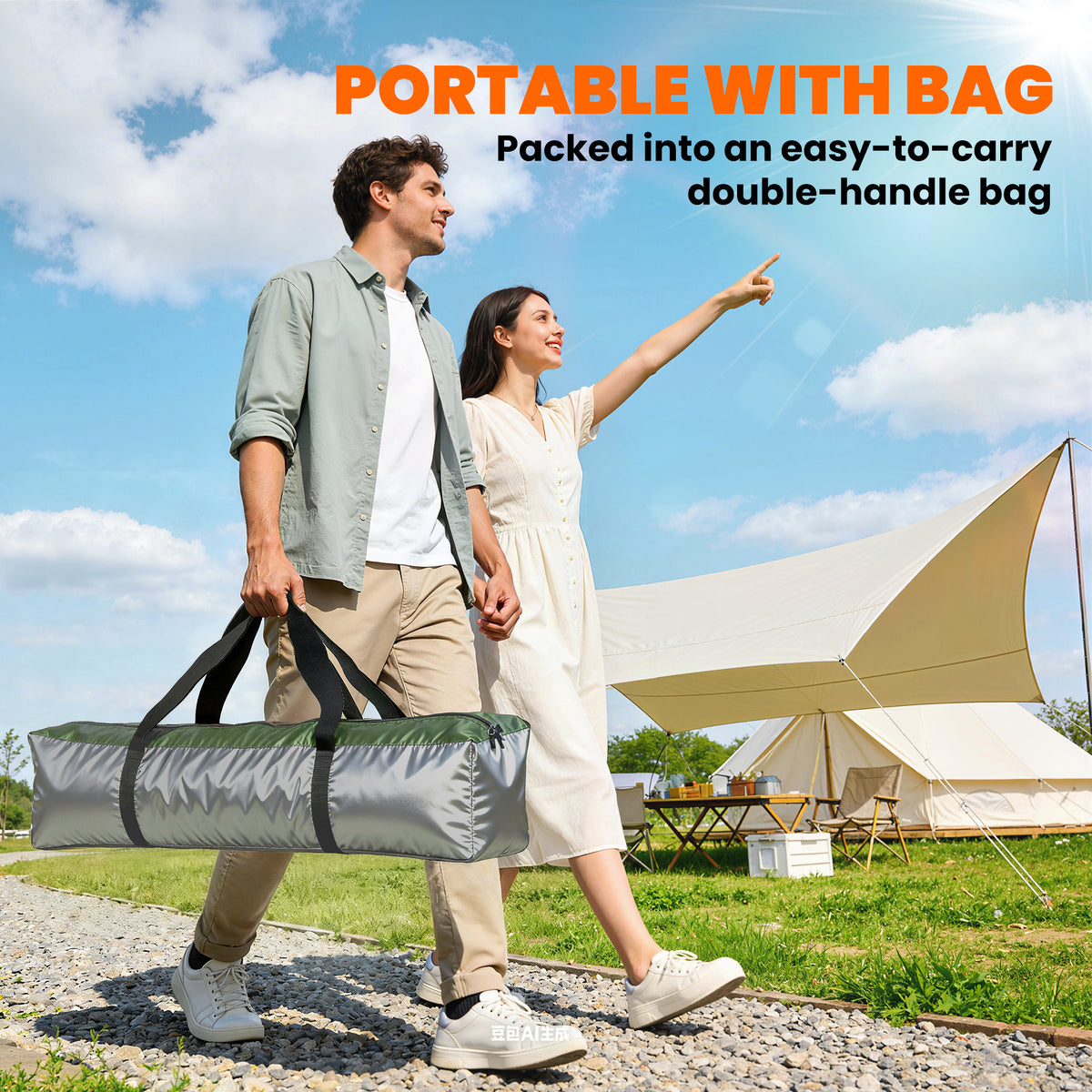 Outsunny 3 Man Instant Pop Up Tent with Rainfly, Portable Camping Shelter with Sewn-in Groundsheet, Carry Bag, Khaki