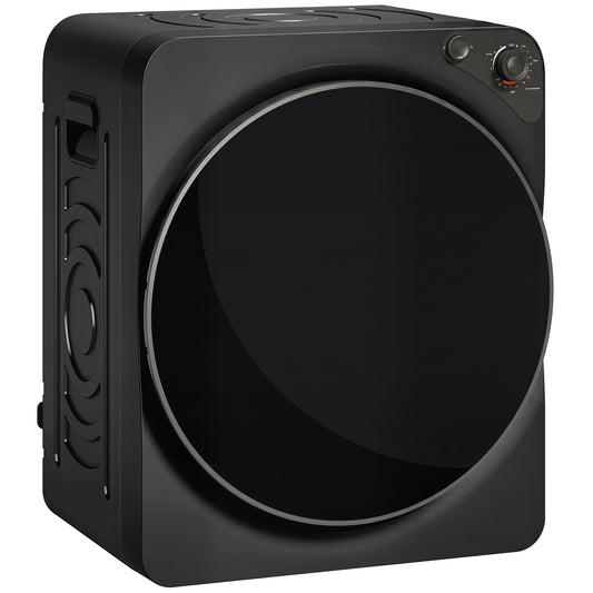 Photo of HOMCOM 5kg Vented Tumble Dryer, 1000W Compact Tumble Dryer with 5 Drying Modes, Stainless Steel Tub, Black in Black colour on a white background