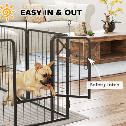 PawHut black dog playpen with an open door and safety latch