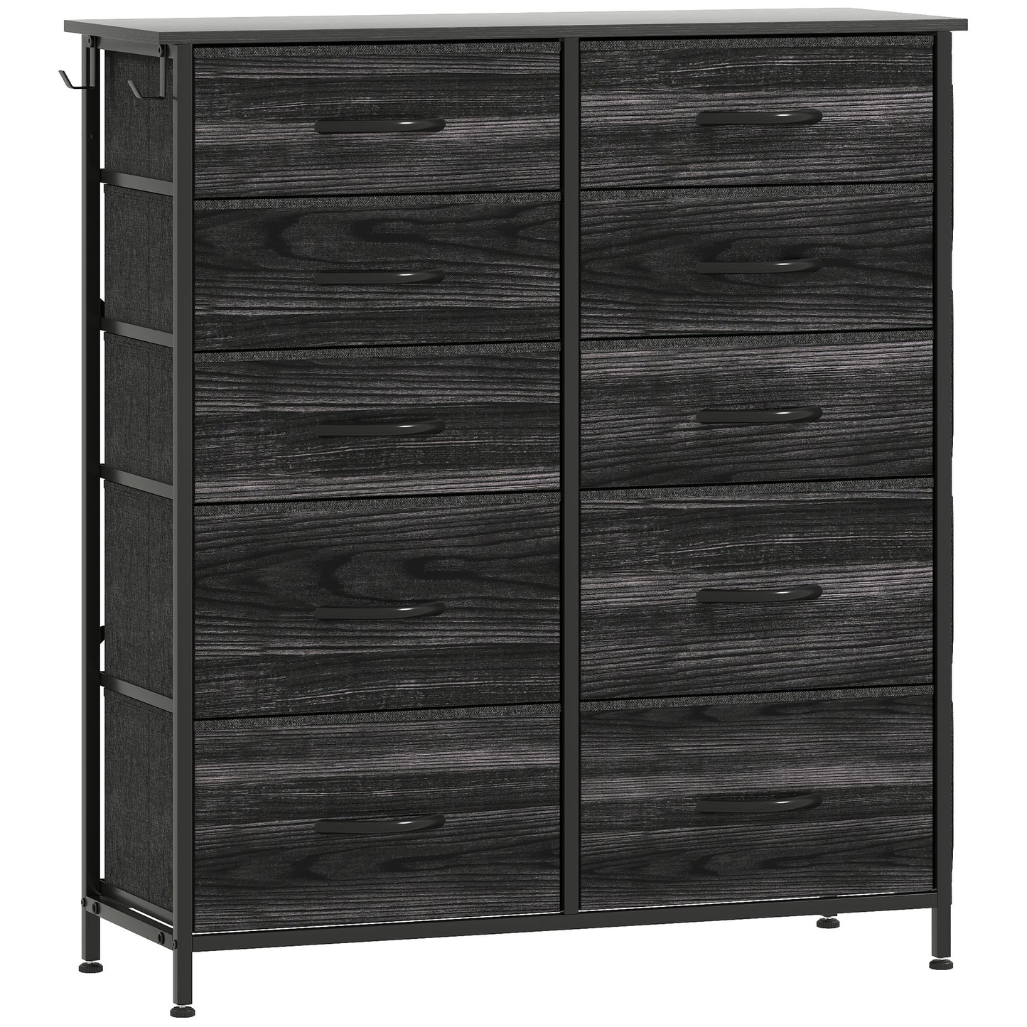 Photo of HOMCOM Chest of Ten Fabric Drawers - Black in Black colour on a white background