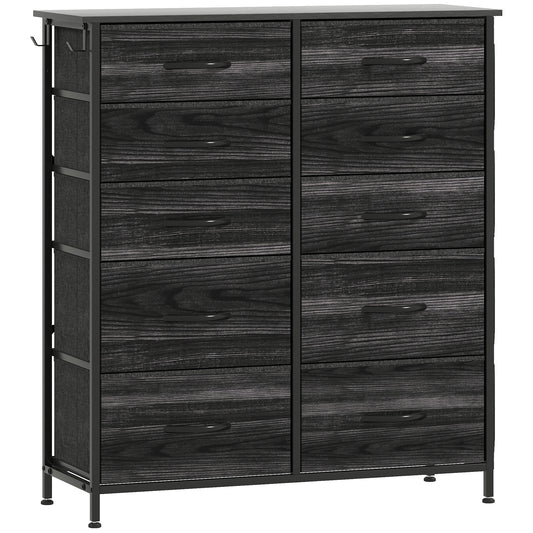 Photo of HOMCOM Chest of Ten Fabric Drawers - Black in Black colour on a white background