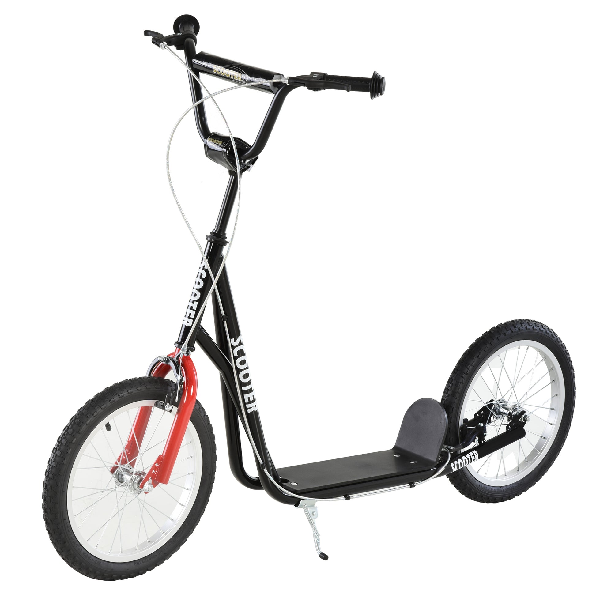 Photo of HOMCOM Kick Scooters for Kids with Adjustable Height, Anti-Slip Deck, Dual Brakes, Rubber Tyres, for Boys and Girls Aged 5+ Years Old - Black in Black colour on a white background