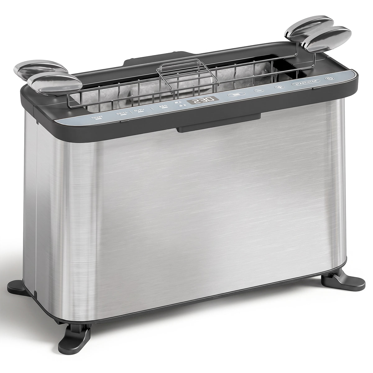 Photo of HOMCOM 3-in-1 Electric Mini Oven, Long Slot Toaster and Tabletop Grill, with LED Display, 60 Min Timer, Stainless Steel, 1700W in 1700W colour on a white background