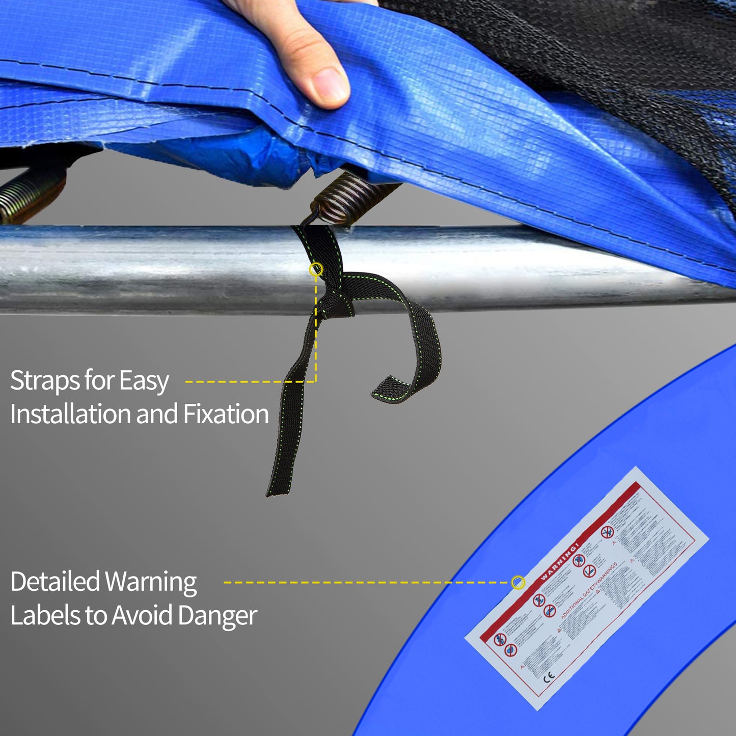 HOMCOM 12ft Trampoline Pad, Φ366cm Trampoline Accessories Surround Pad Thick Foam Pads Padding Replacement Spare, Blue