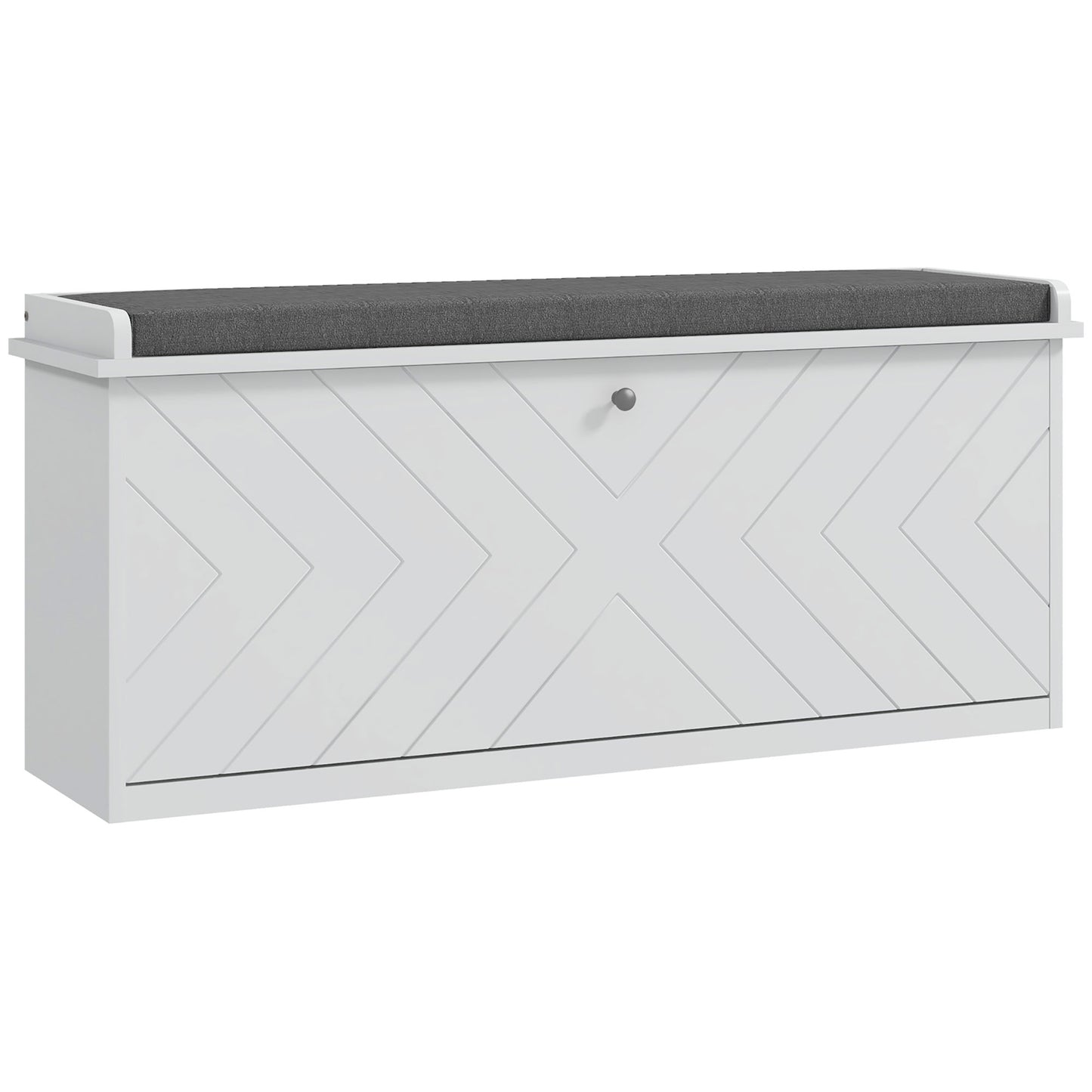 Photo of HOMCOM 10-Shoe Storage Bench, with Padded Top Seat - White/Grey in White/Grey colour on a white background