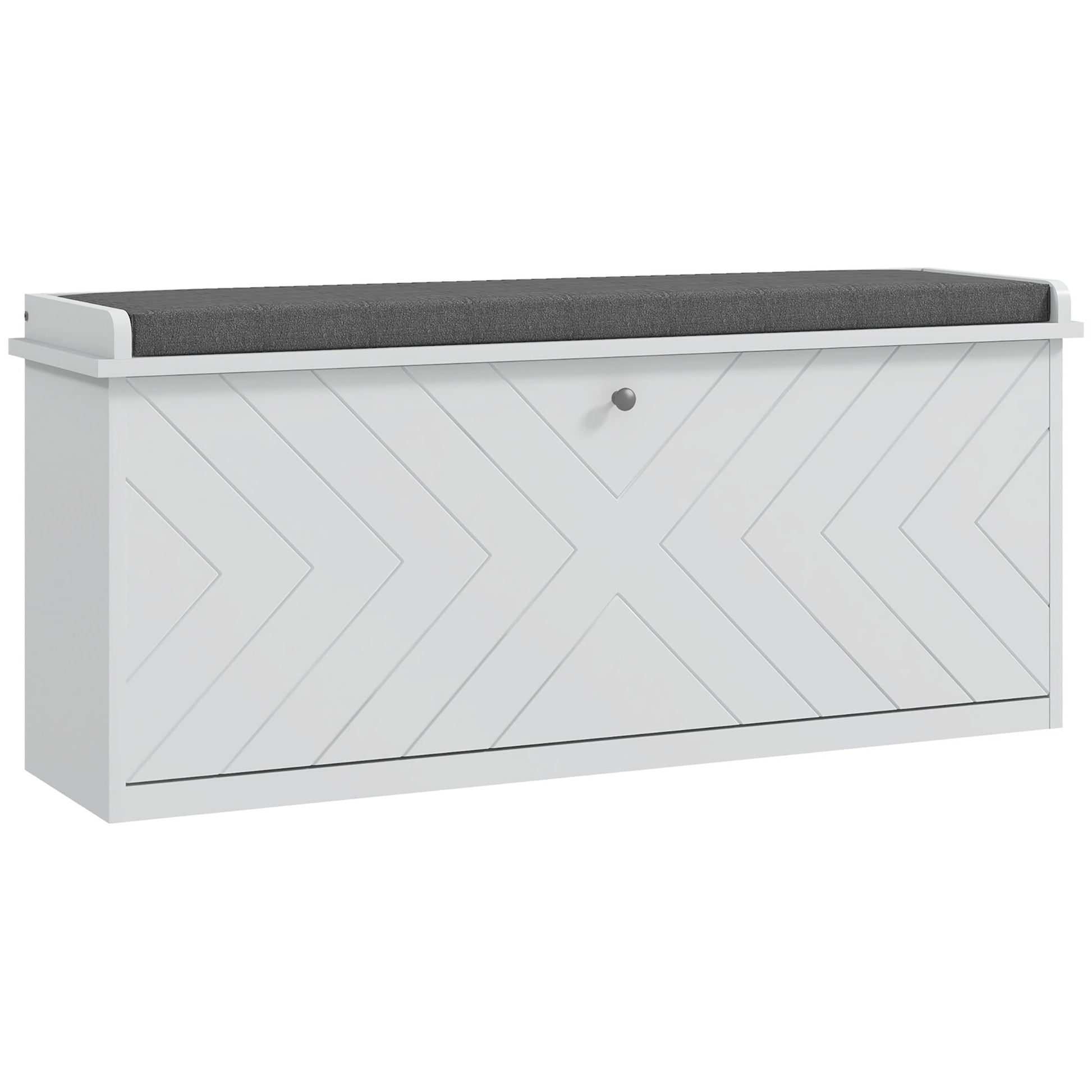 Photo of HOMCOM 10-Shoe Storage Bench, with Padded Top Seat - White/Grey in White/Grey colour on a white background