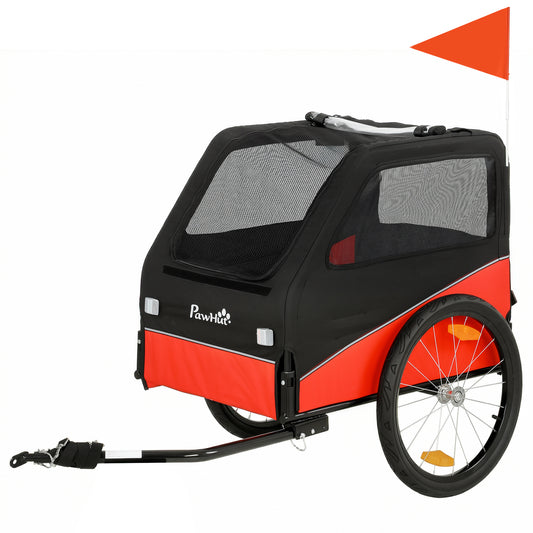 Photo of PawHut Dog Bike Trailer, Dog Cart Bicycle Carrier for Small and Medium Pets with 20" Inflatable Rubber Wheels, Red in Red colour on a white background