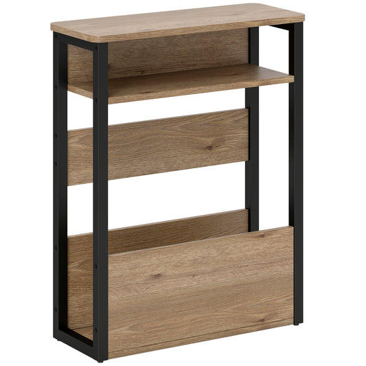 Photo of HOMCOM Industrial-Style Side Table - Black/Walnut Brown in Brown colour on a white background