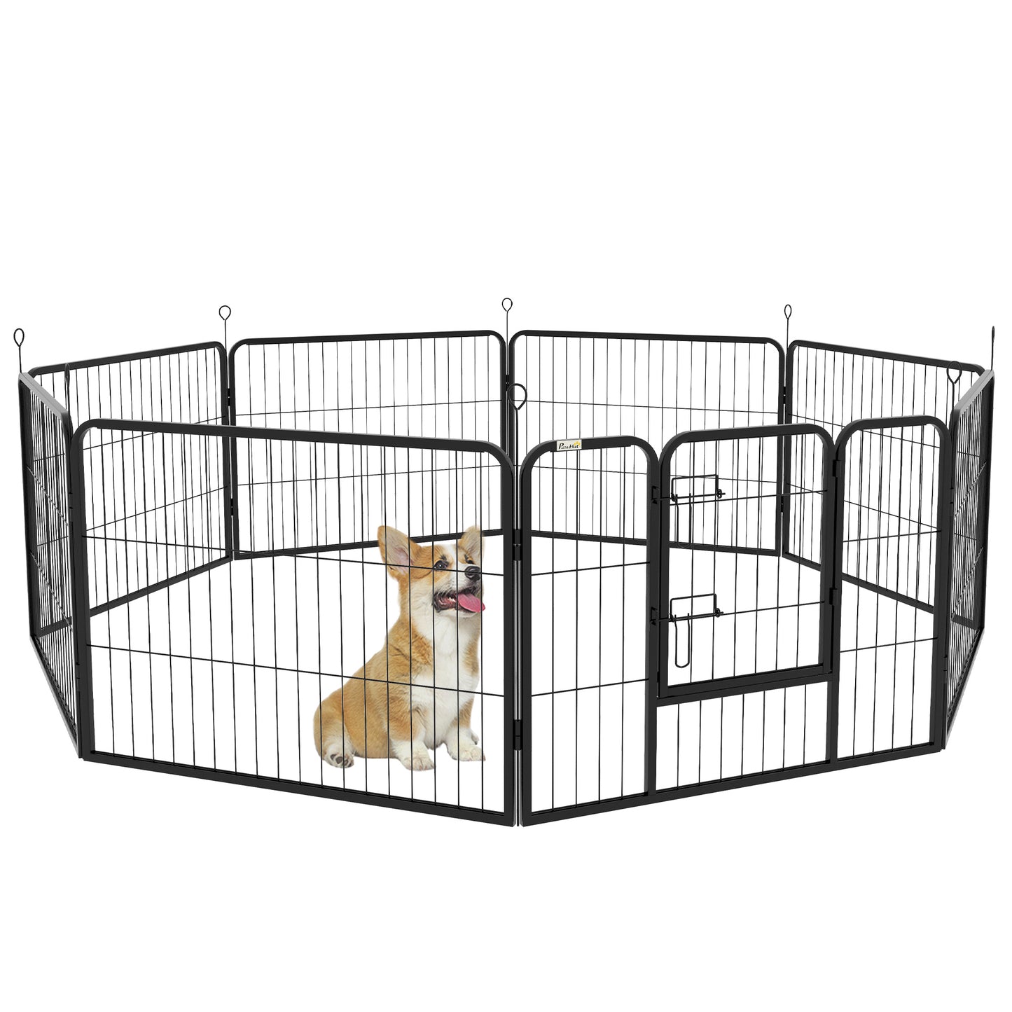 Photo of PawHut Steel 8 Panel Dog pen Pet Puppy PlayPen Grey in Grey colour on a white background