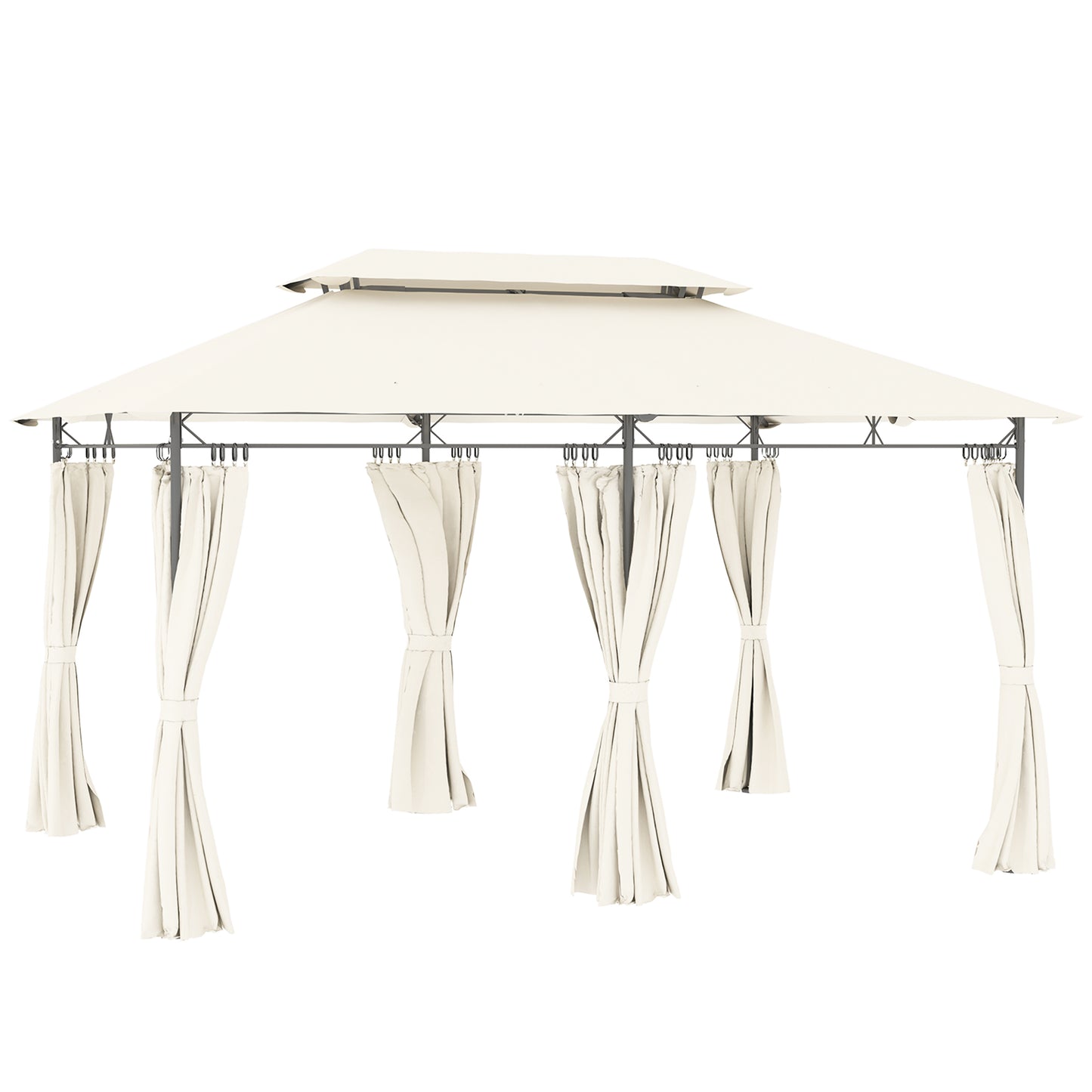 Photo of Outsunny 3 x 4m Metal Frame, Two-Tier Roof Gazebo - Cream White in White colour on a white background