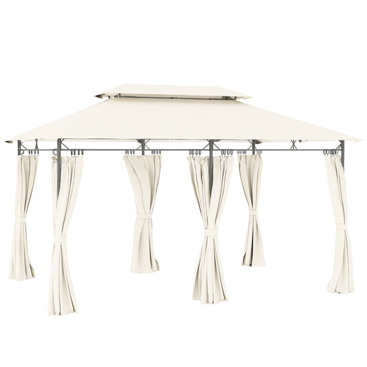 Photo of Outsunny 3 x 4m Metal Frame, Two-Tier Roof Gazebo - Cream White in White colour on a white background
