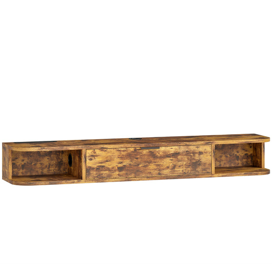 Photo of HOMCOM 120 cm Floating TV Unit for TVs up to 50 Inch - Rustic Brown in Brown colour on a white background