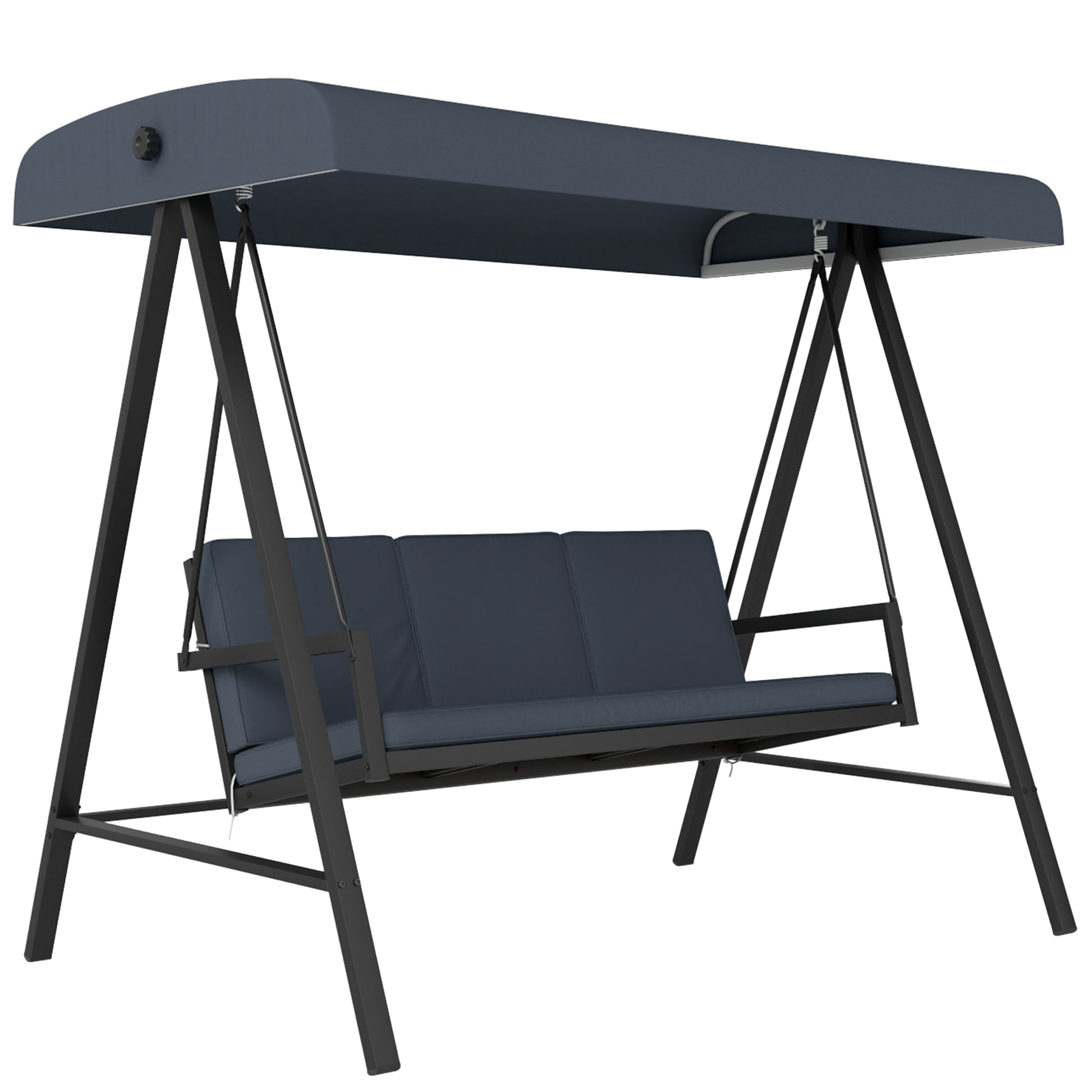 Photo of Outsunny Three-Seat Garden Swing Chair, with Adjustable Canopy - Dark Grey in Grey colour on a white background