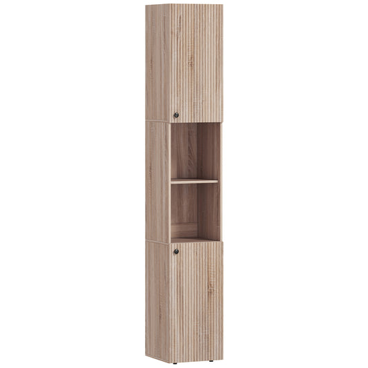 Photo of HOMCOM 6-Tier Tall Bathroom Cabinet - Natural in Natural colour on a white background
