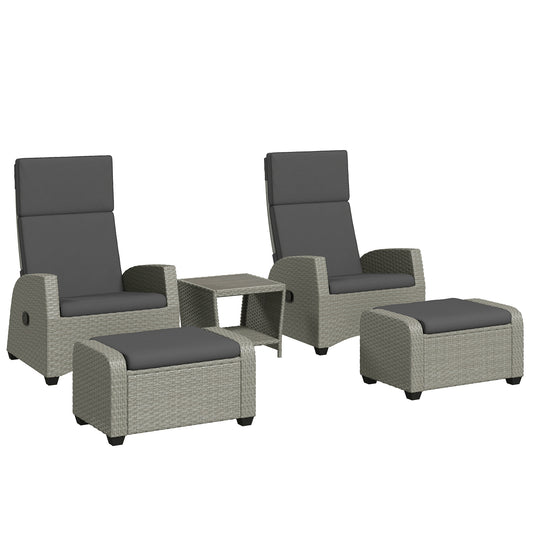 Photo of Outsunny 5-Piece Rattan Garden Furniture Set with Cushions - Charcoal Grey in Grey colour on a white background
