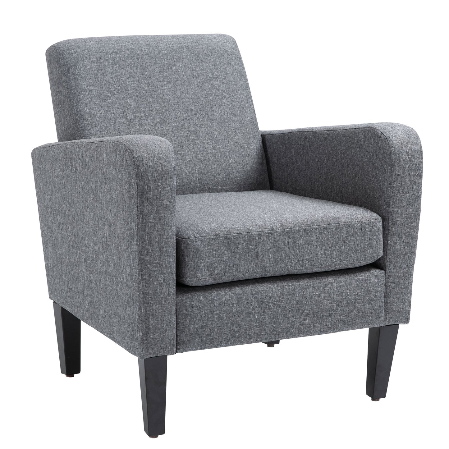 Photo of HOMCOM Modern Accent Chair, Occasional Chair with Rubber Wood Legs for Living Room, Bedroom, Grey in Grey colour on a white background
